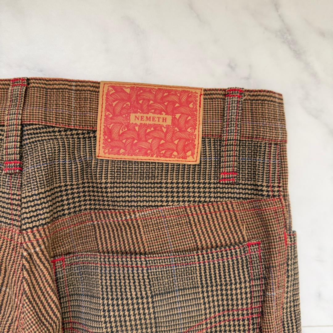 Christopher Nemeth 立体裁断　チェックパンツ ブラウン S