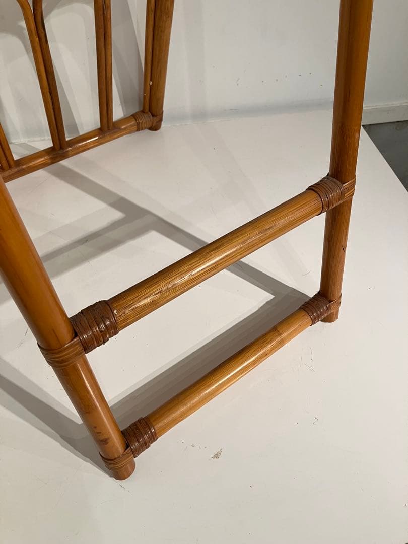 オールド　ラタン　スタンドミラー、折りたたみ、レトロ、和モダン、姿見、鏡、