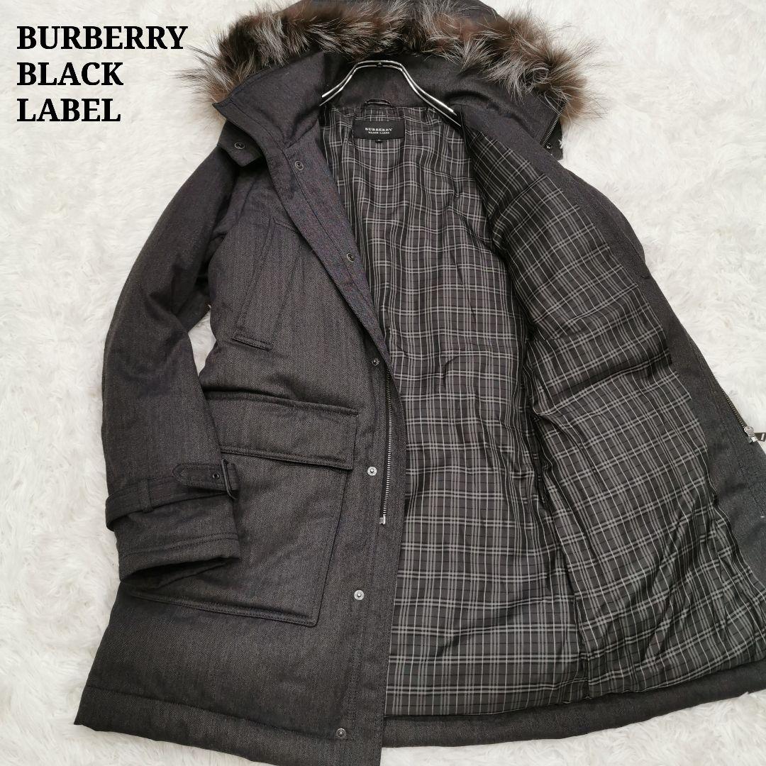 美品 バーバリーブラックレーベル ウール 着脱可ファー付 ダウンコート Mサイズ