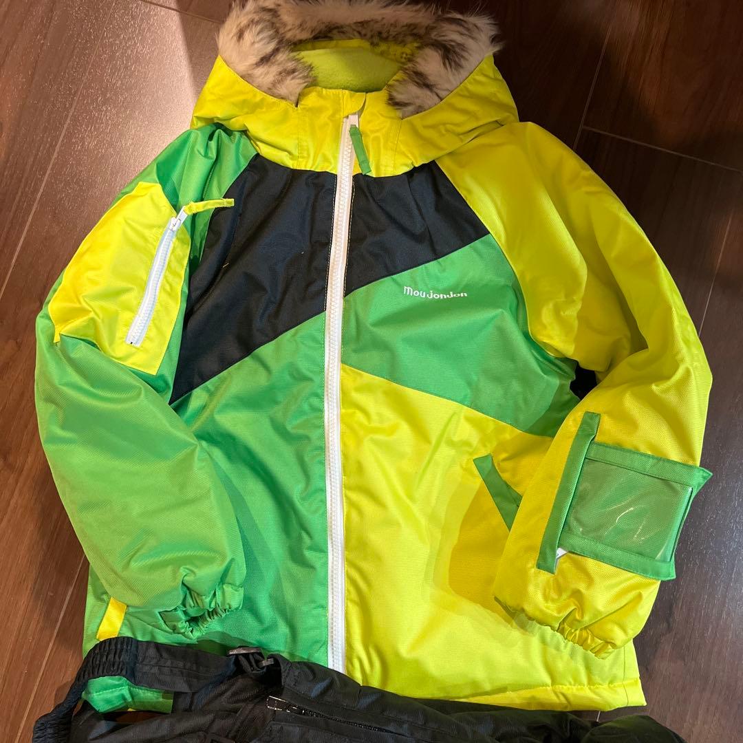 mou jonjon スキーウェア 上下セット 緑と黒