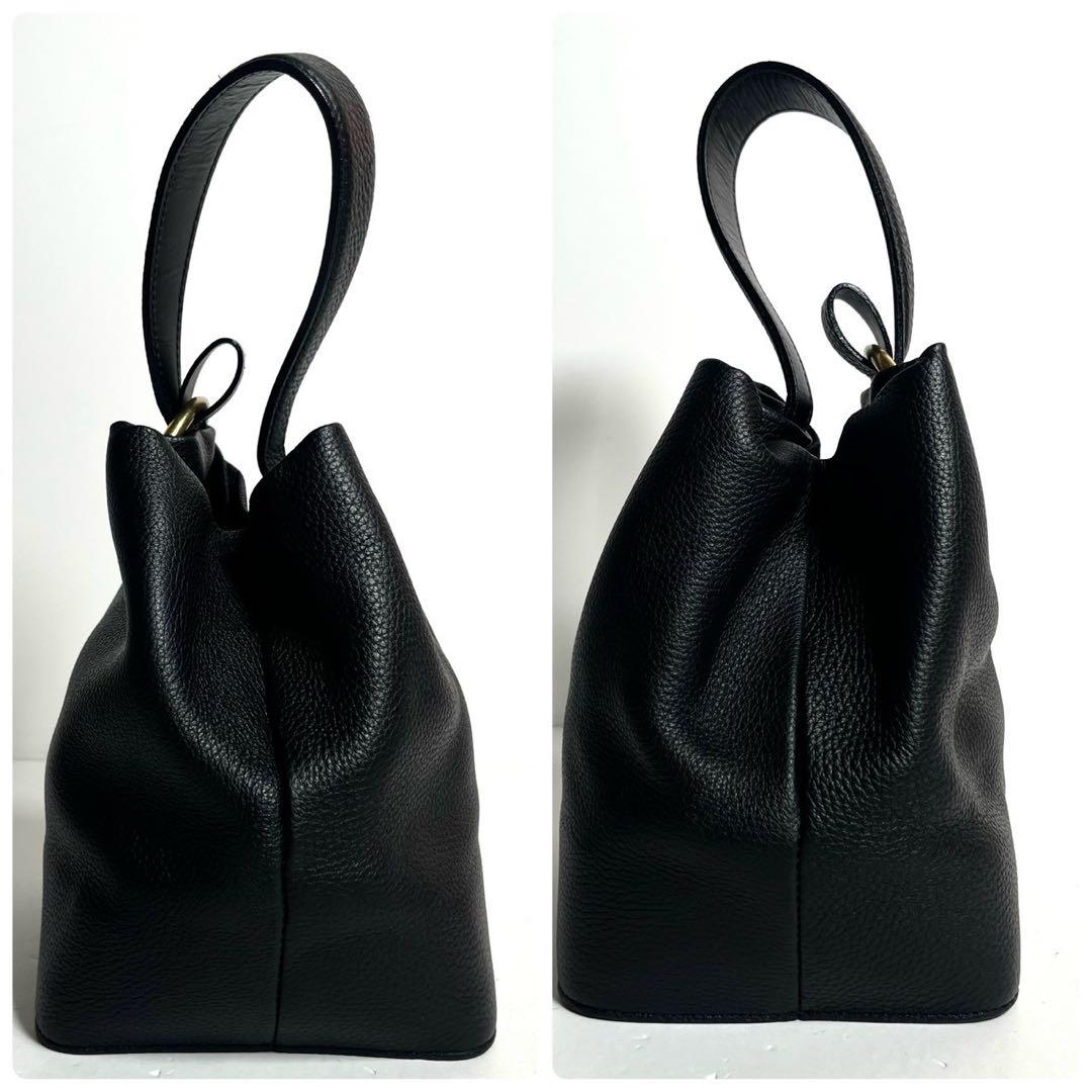 【未使用に近い✨】マロウ Ring Handle ブラック ハンドバッグ シボ