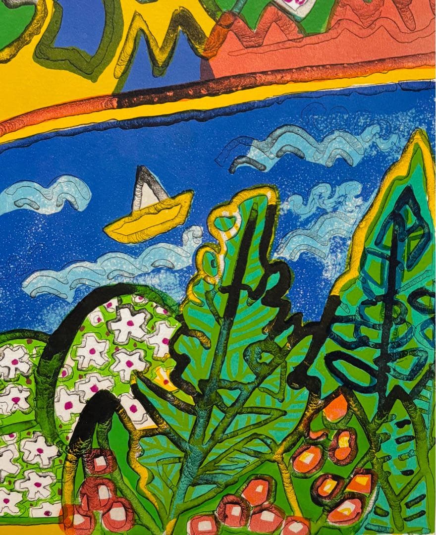 【真作】　片岡球子　版画　限定100部　リトグラフ　本人サイン　　赤富士　生前作