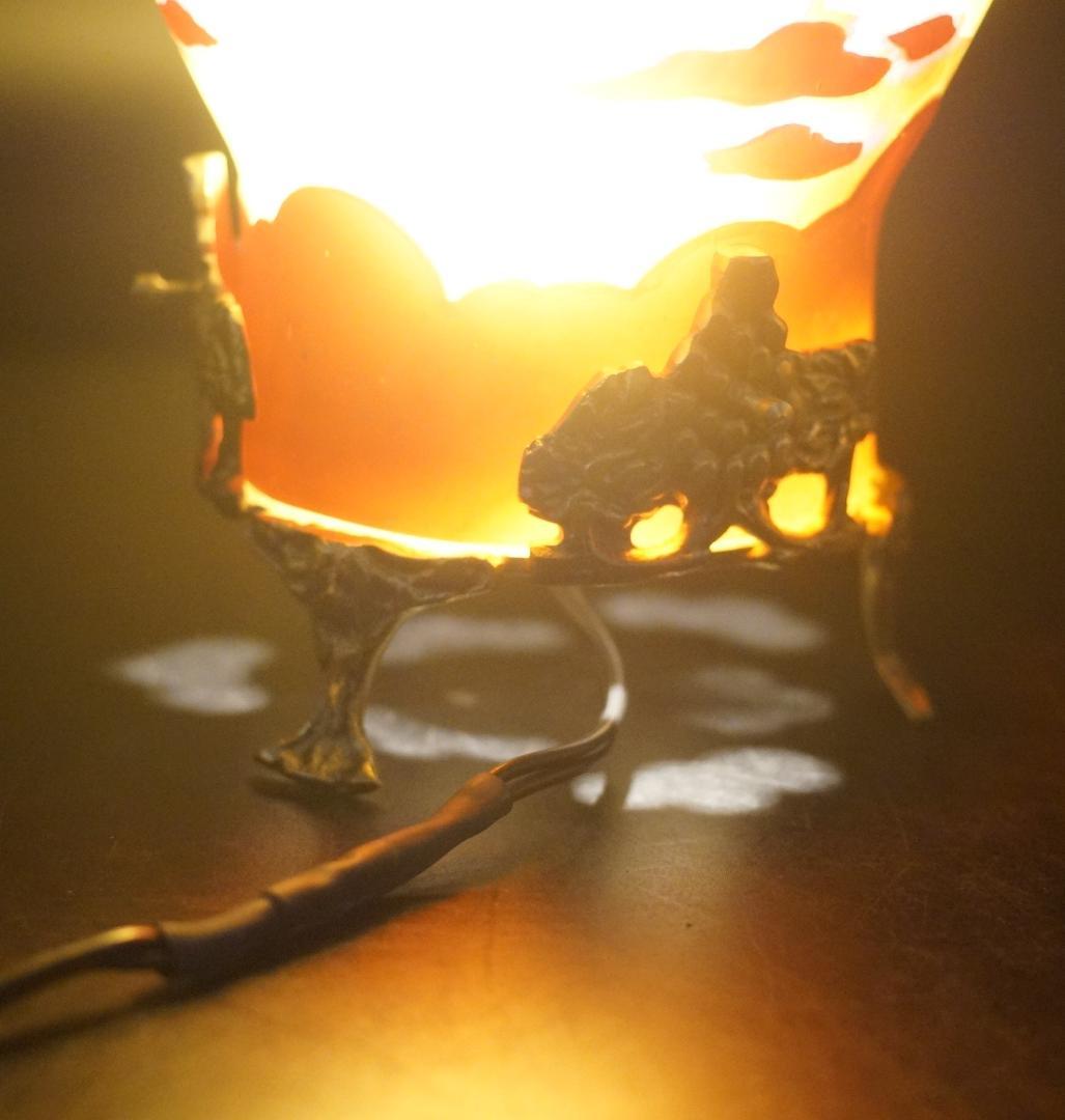 【証明書】エミールガレ　一灯ランプ 　鷹紋　カメオ彫り　被せガラス　高さ33ｃｍ