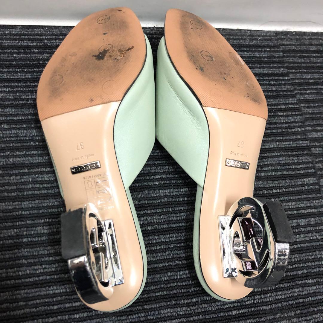 GUCCI グッチ インターロッキングG ライトグリーン ミュール