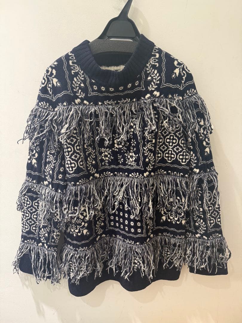 sacai×Reyn Spooner paisley fringe knit