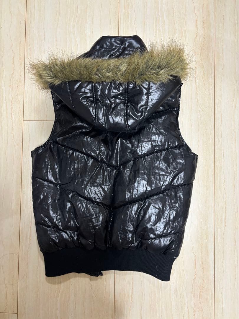 光沢　短丈 ファーダウンベスト　平成 ギャル　y2k Archive 男女兼用