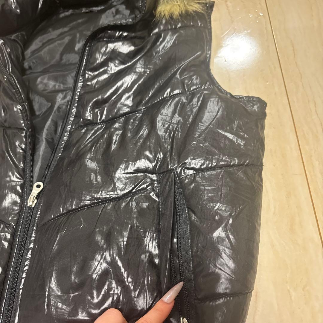 光沢　短丈 ファーダウンベスト　平成 ギャル　y2k Archive 男女兼用