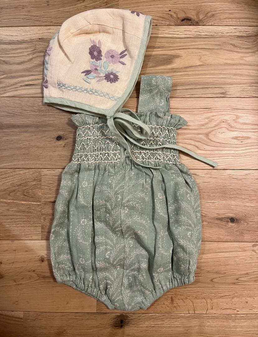 ロンパース・カバーオール Apolina Adina Romper & Joni Bonnet 6-12m