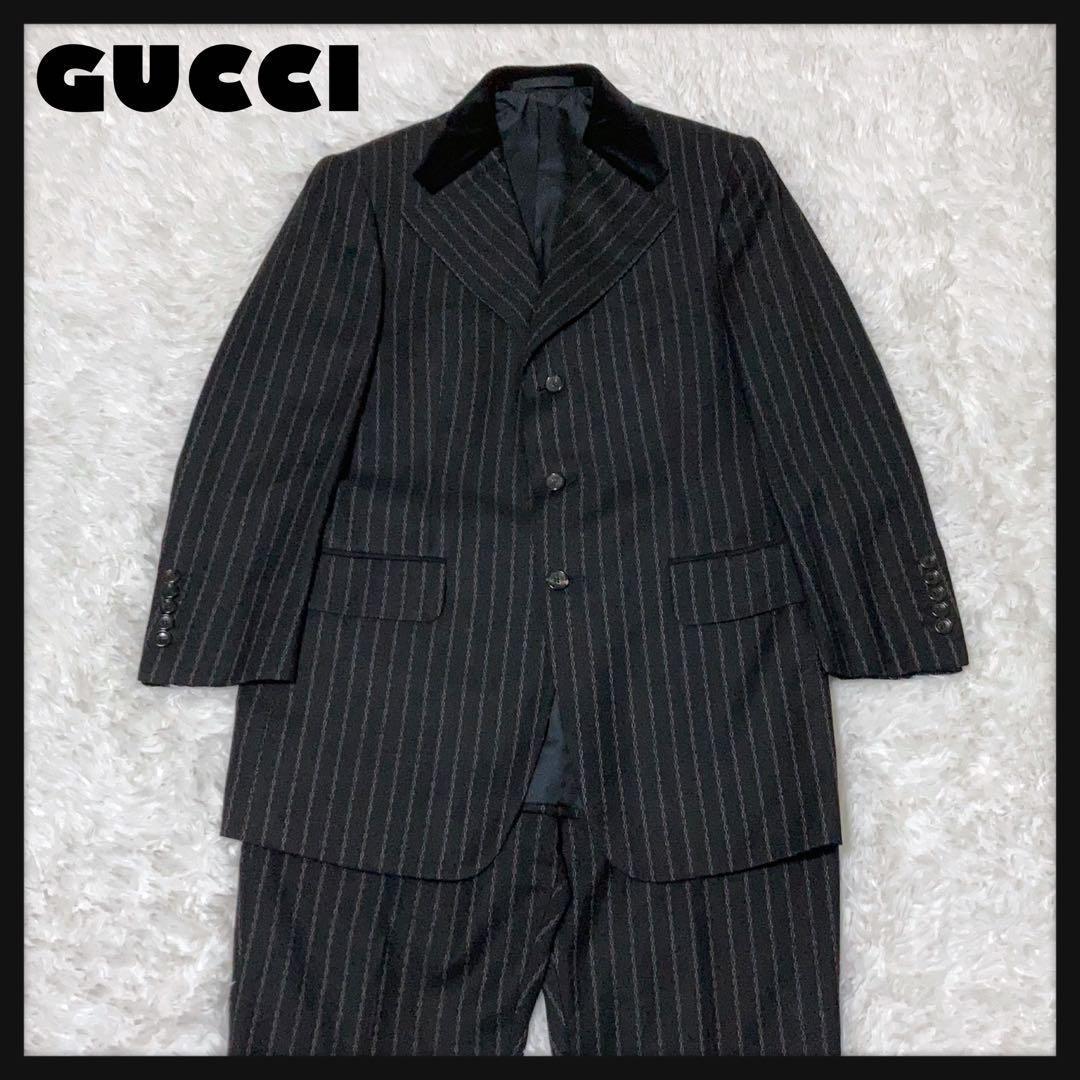 【美品】GUCCI チェーン柄スーツ セットアップ ウール キュプラ