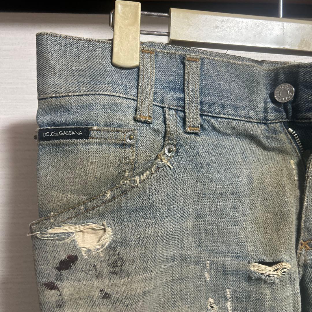 ドルチェ＆ガッバーナ　ダメージデニムパンツ