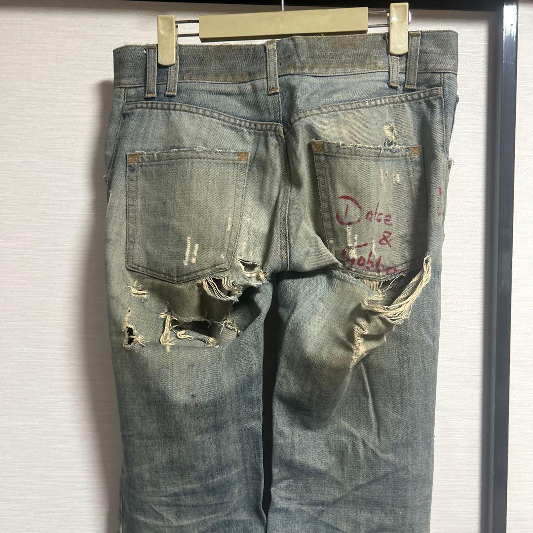 ドルチェ＆ガッバーナ　ダメージデニムパンツ