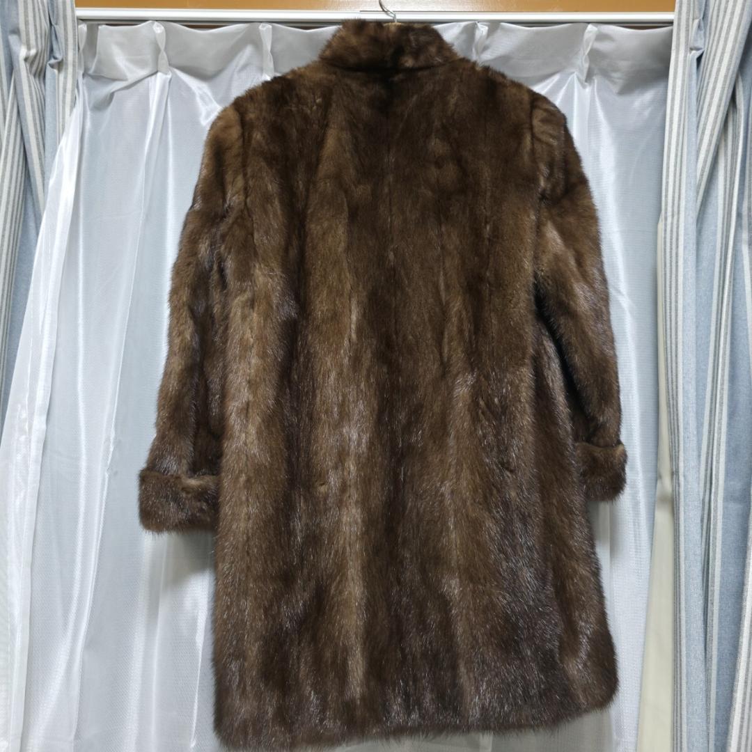 総丈90cm デミバフミンク ファーコート ロールアップ袖 ロング丈