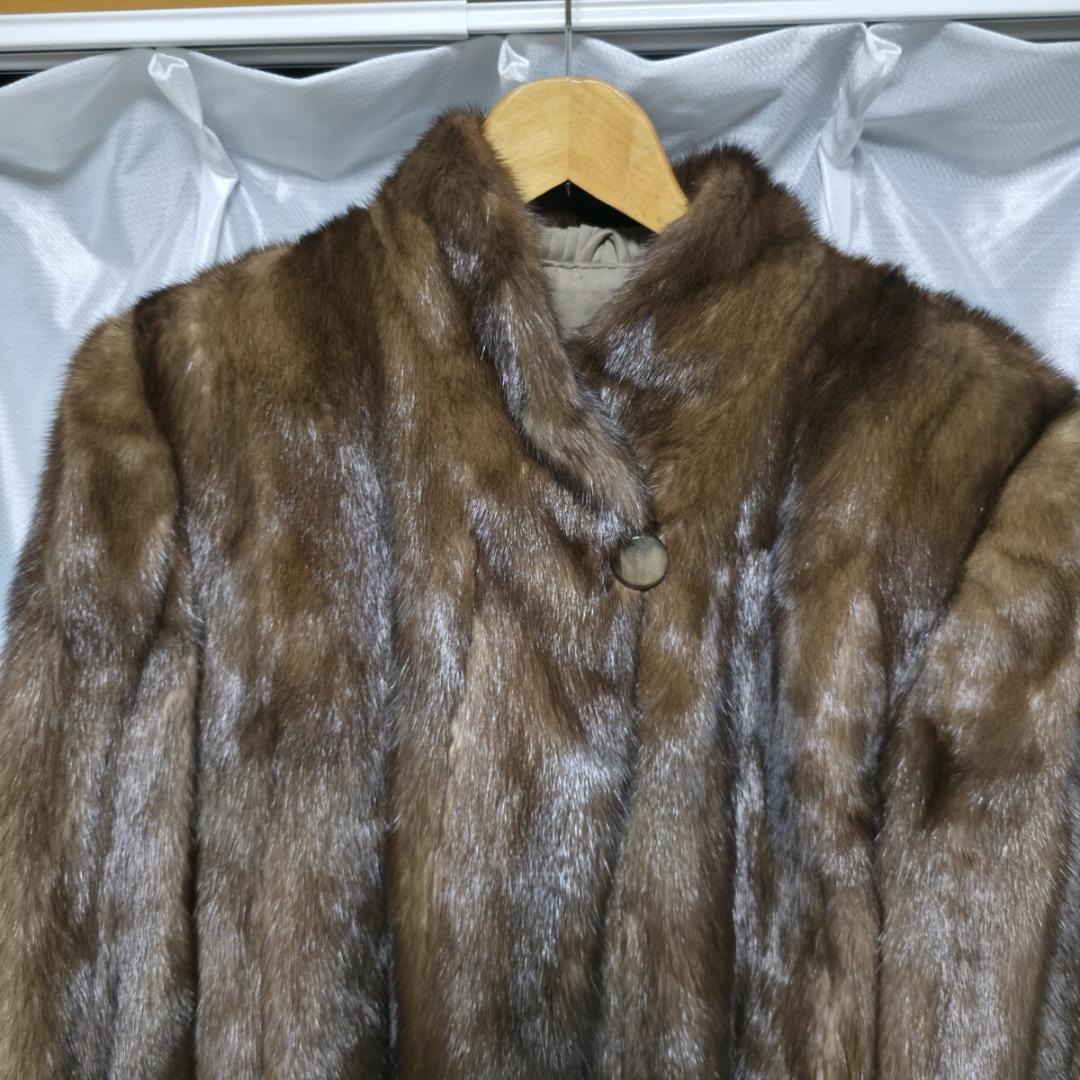 総丈90cm デミバフミンク ファーコート ロールアップ袖 ロング丈
