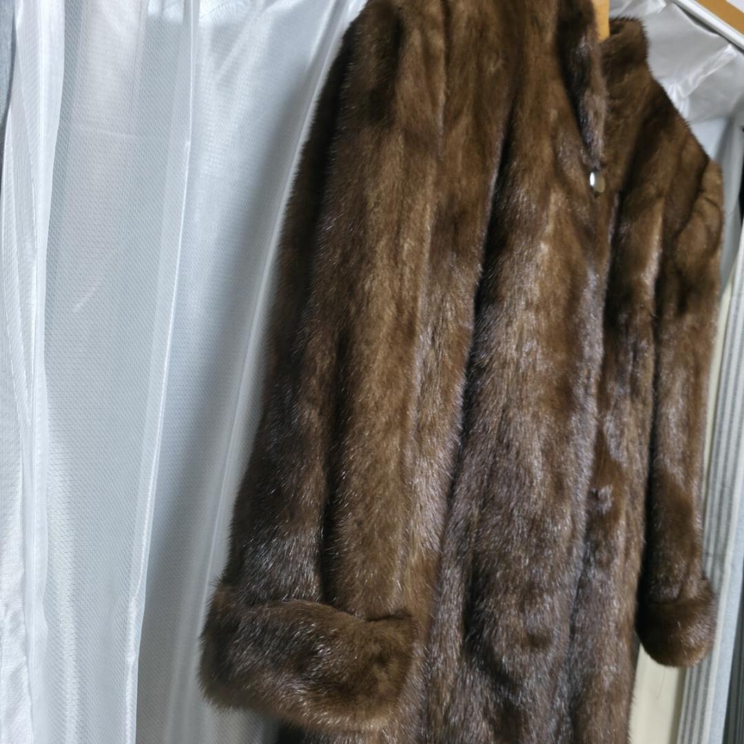 総丈90cm デミバフミンク ファーコート ロールアップ袖 ロング丈