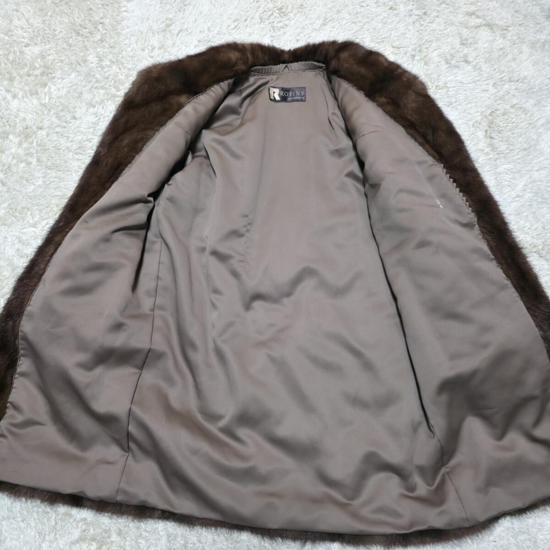 総丈90cm デミバフミンク ファーコート ロールアップ袖 ロング丈