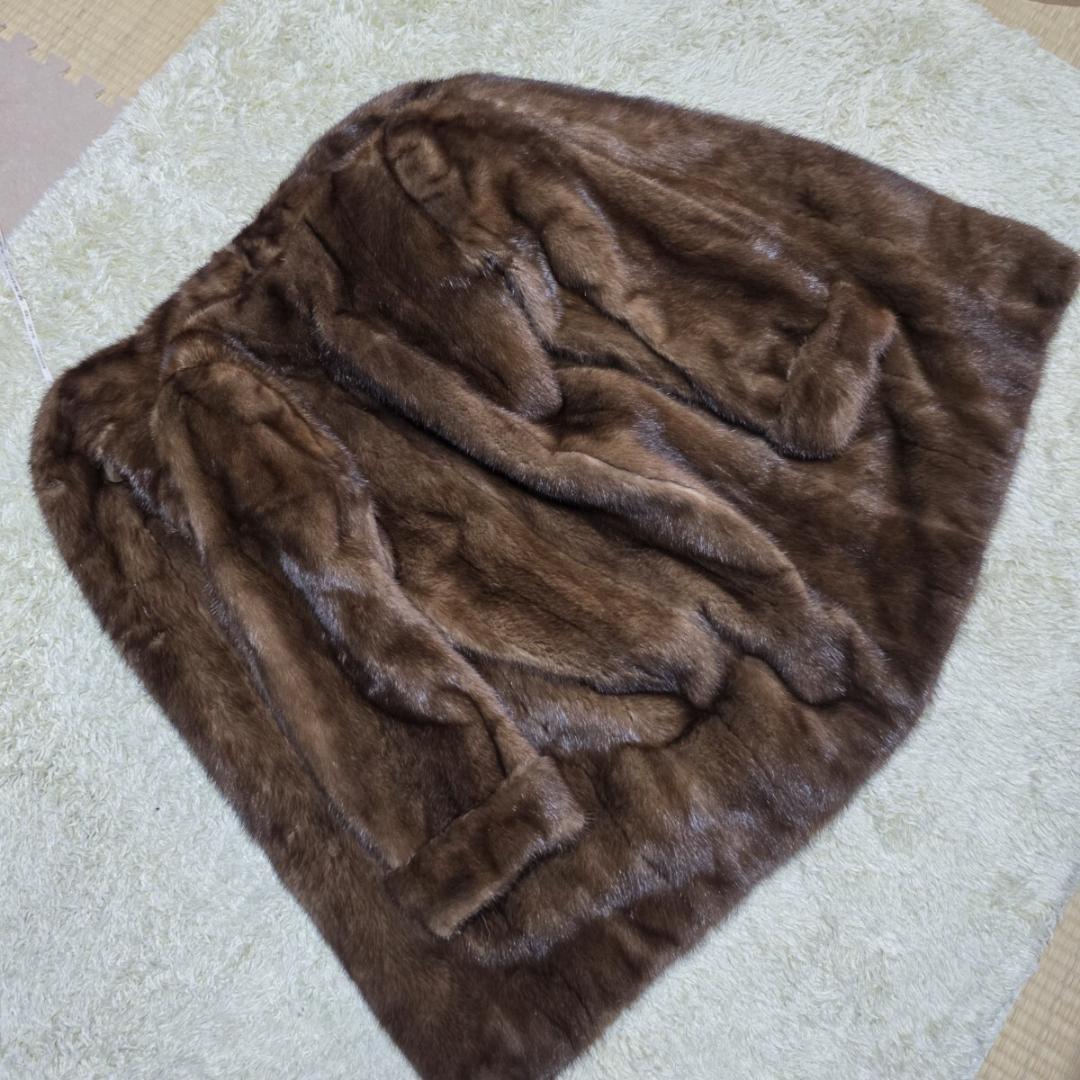 総丈90cm デミバフミンク ファーコート ロールアップ袖 ロング丈