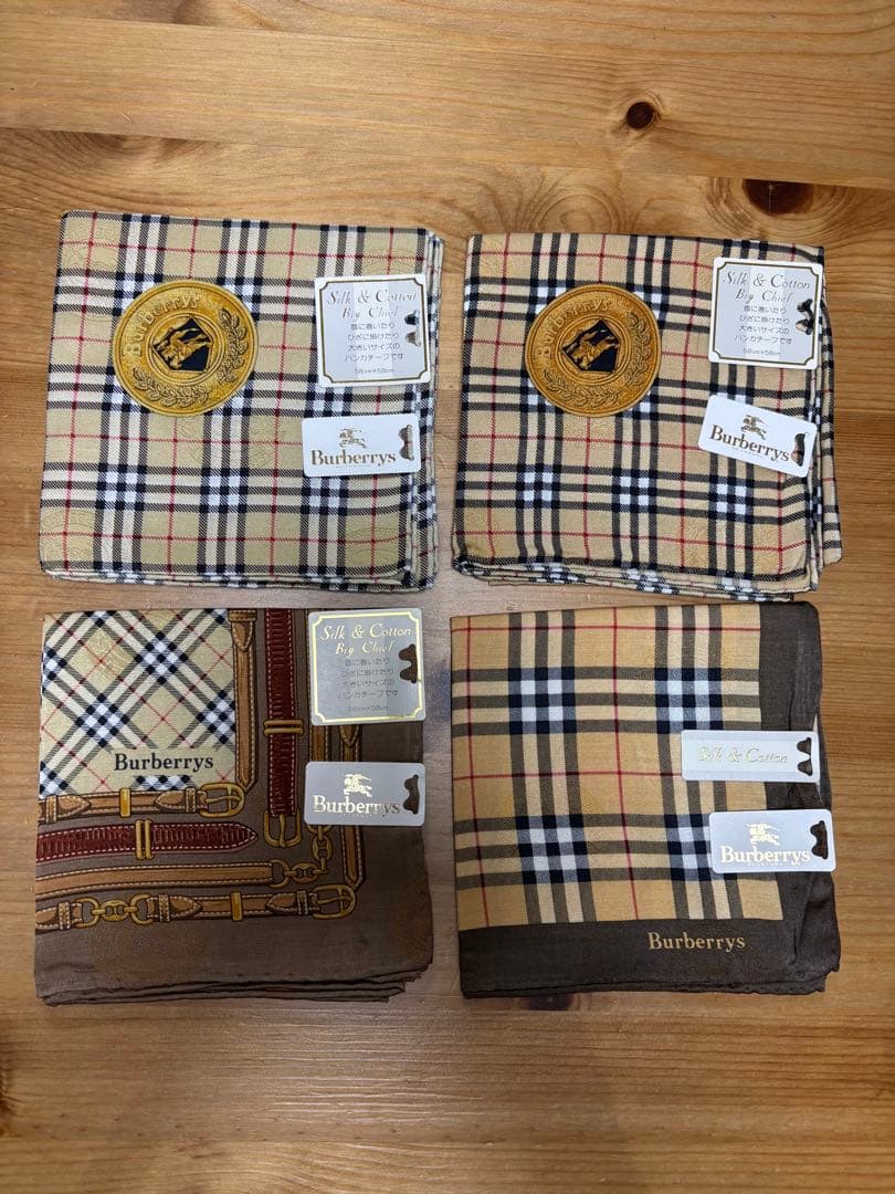 s*認様 Burberry's シルク＆コットン大判ハンカチ 4枚セット