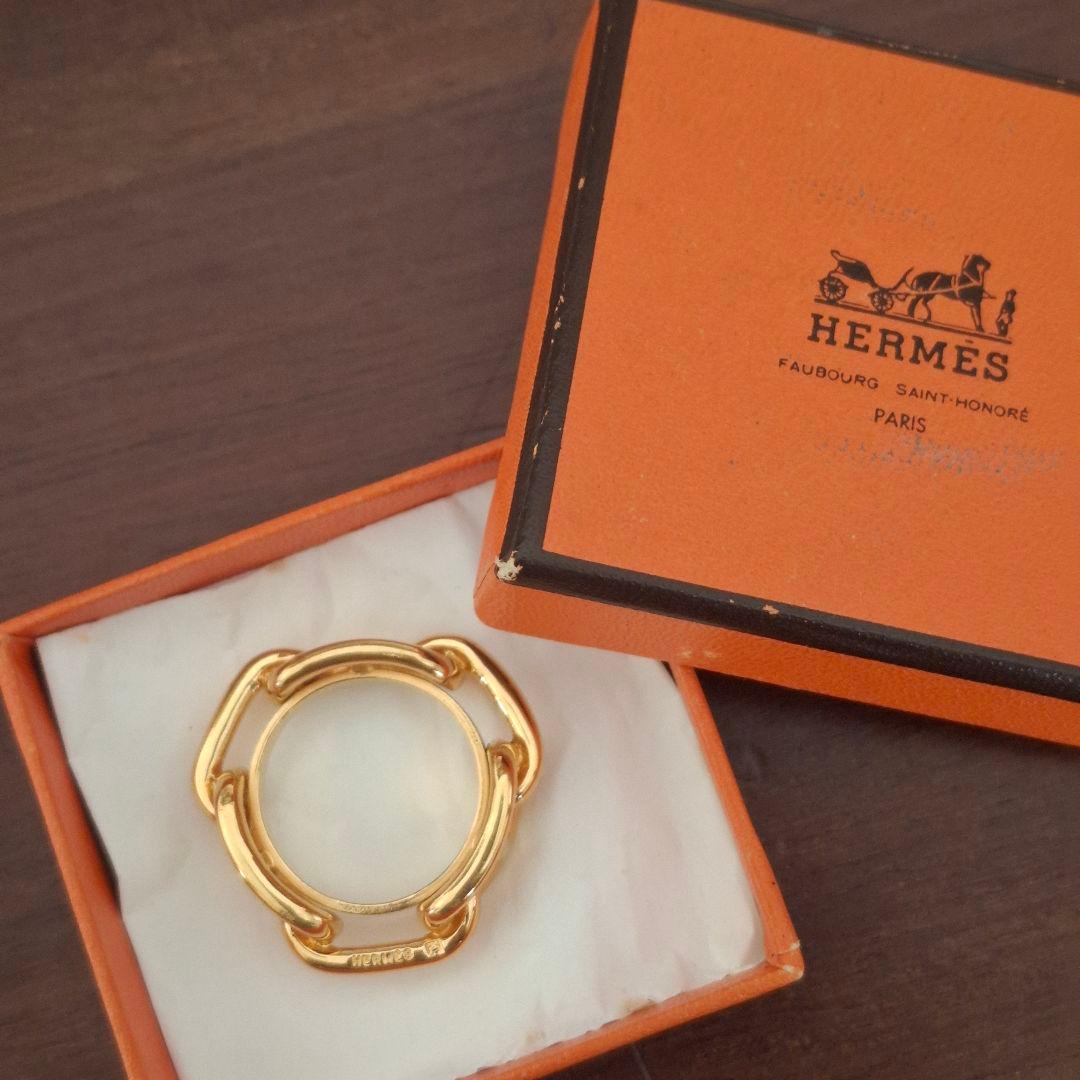 HERMES シェーヌダンクル スカーフリング ゴールド アクセサリー エルメス
