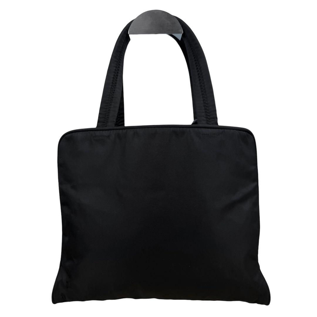 【美品】PRADA プラダ 南京錠付き トートバッグ 三角ロゴ ブラック 白タグ