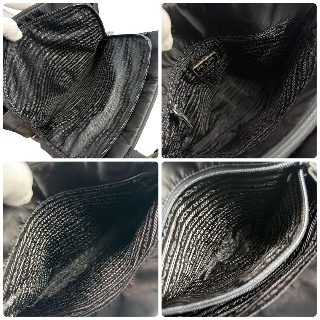 【美品】PRADA プラダ 南京錠付き トートバッグ 三角ロゴ ブラック 白タグ