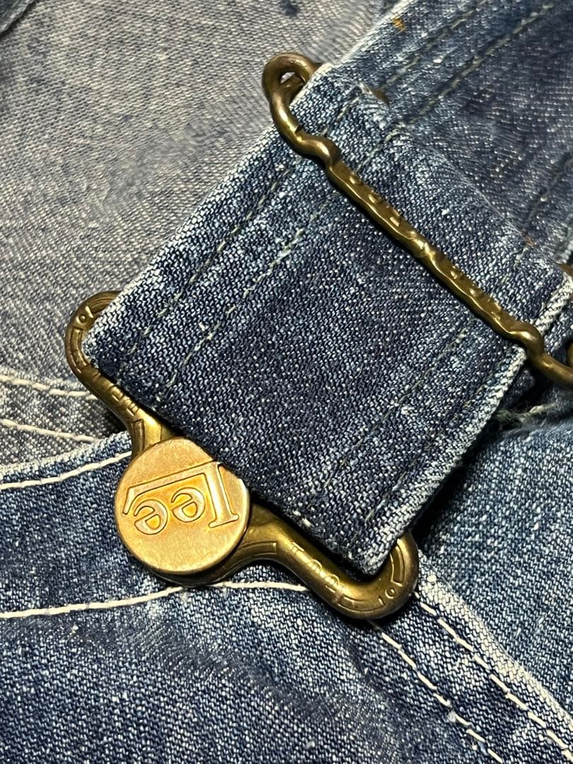 50s Lee 91sb ロングL ジェルトデニム オーバーオール 濃紺