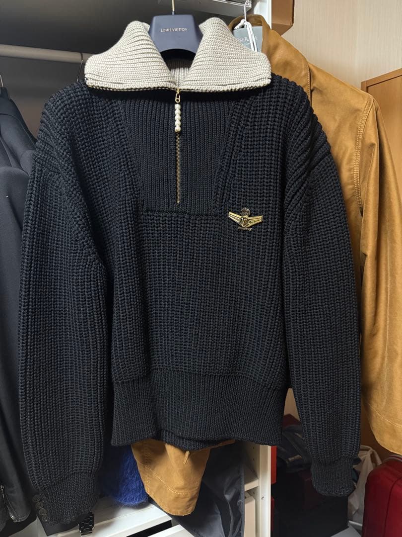 LV 25ss look17 チャンキーニットハーフジップ　M