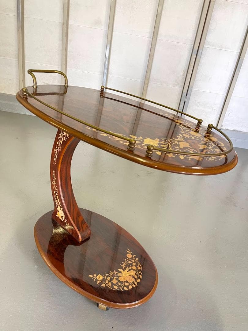 象嵌 キッチンカート キャスター付 キッチンワゴン アンティーク調