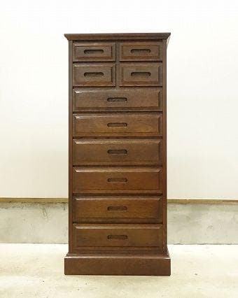 旭川民芸家具 タンス 引出し 8段 チェスト 整理箪笥 スリムチェスト 天然木