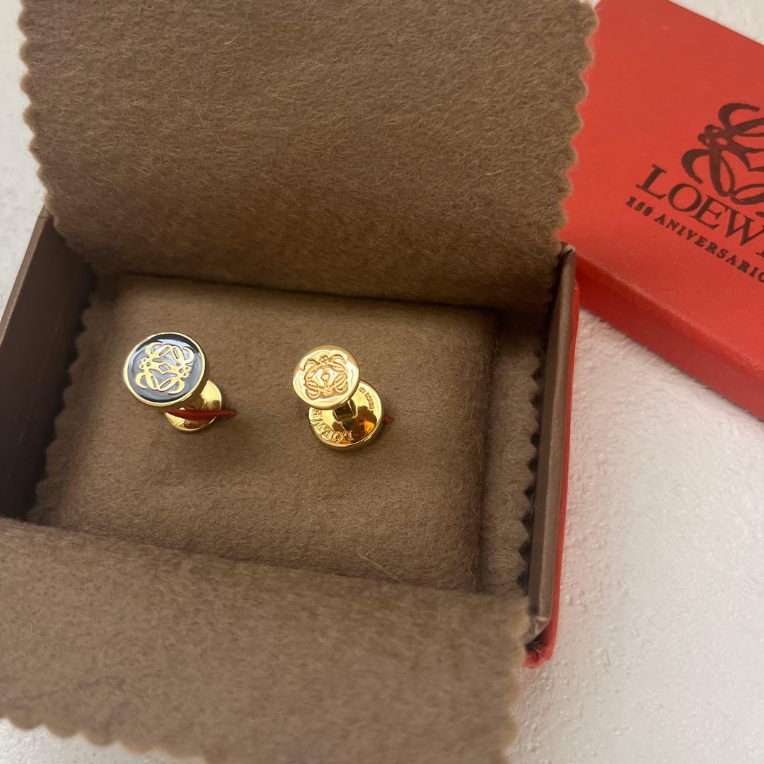 ●LOEWE ロエベ カフリンクス ロゴ サークル スペイン製　ゴールド