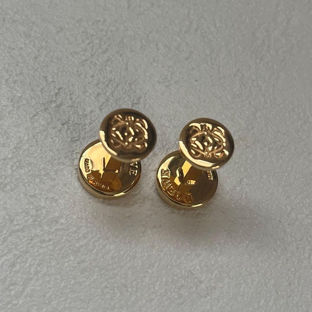 ●LOEWE ロエベ カフリンクス ロゴ サークル スペイン製　ゴールド