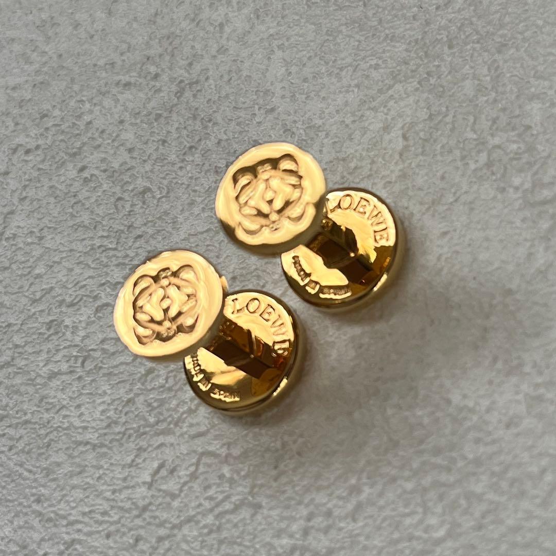 ●LOEWE ロエベ カフリンクス ロゴ サークル スペイン製　ゴールド
