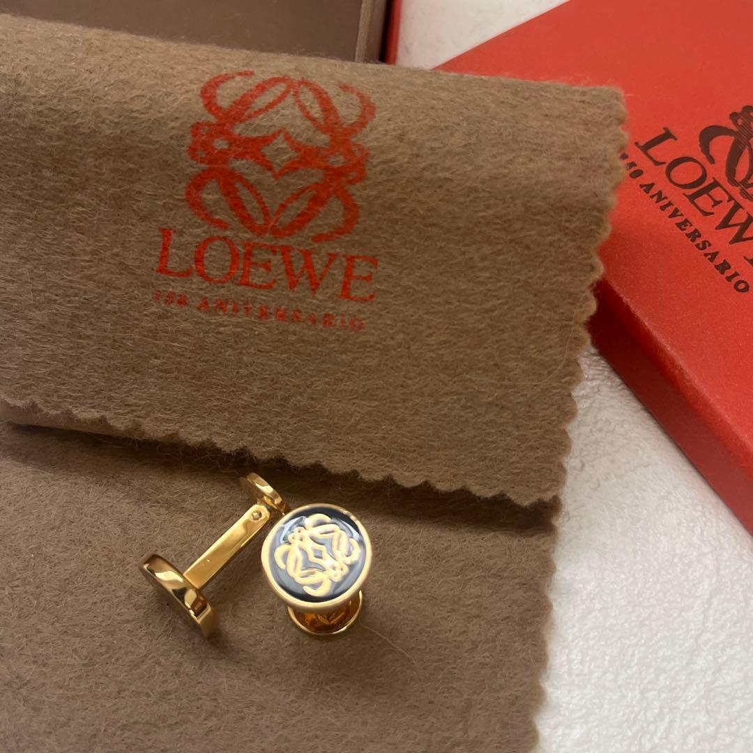 ●LOEWE ロエベ カフリンクス ロゴ サークル スペイン製　ゴールド