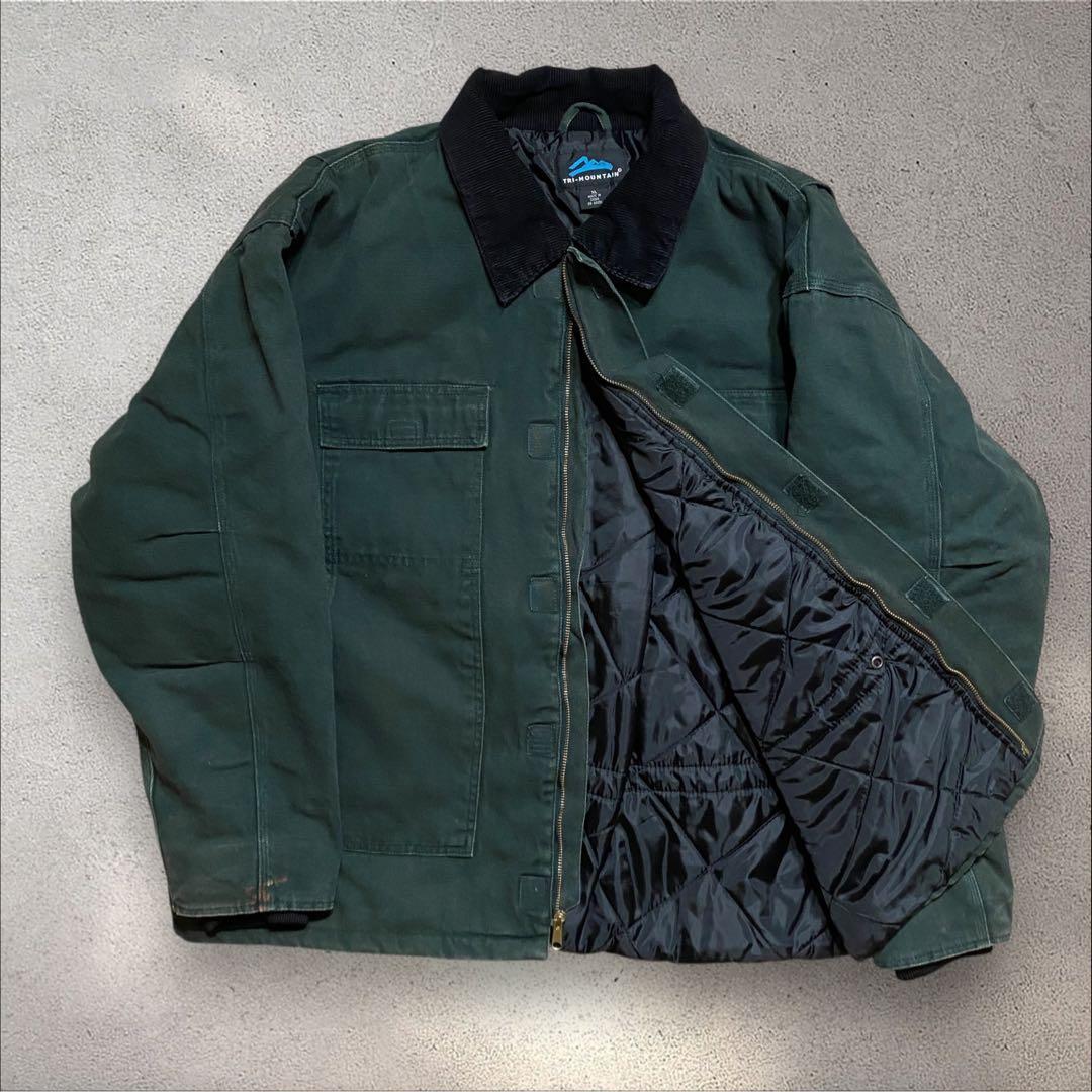 【重厚感◎】XLダックジャケットデトロイトグリーン襟コーデュロイトラディショナル