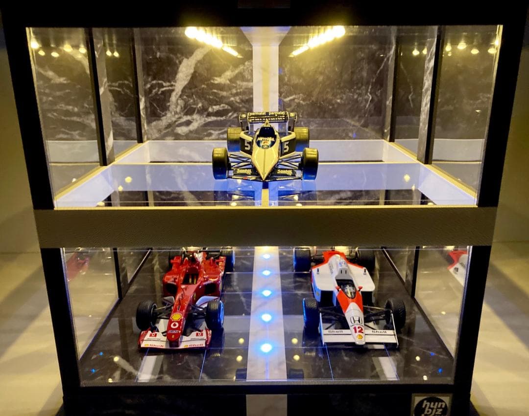 1/18展示4台可・WH&BK・2層式ディスプレーBOX / ネオジオラマ