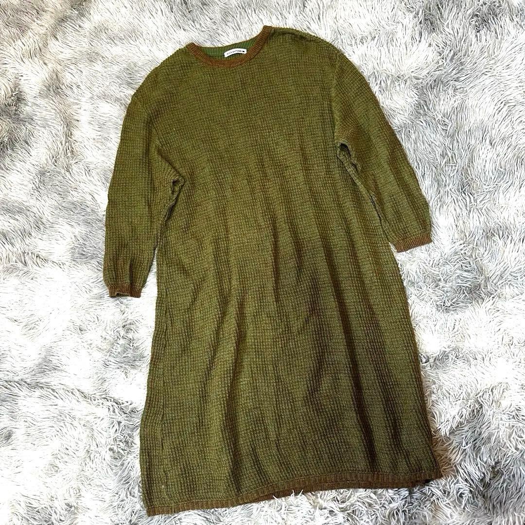 mina perhonen ミナ ペルホネンオリーブニット38パッチワークモヘヤ