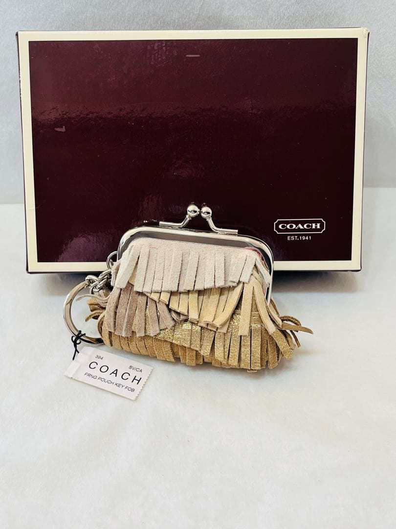 【新品未使用】COACH（コーチ） 「フリンジ ポーチ キーフォブ がま口 財布