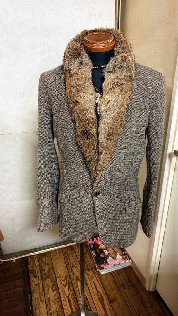 ビリジアン　ファー取り外し可能　トラッドなジャケット　サイズ48