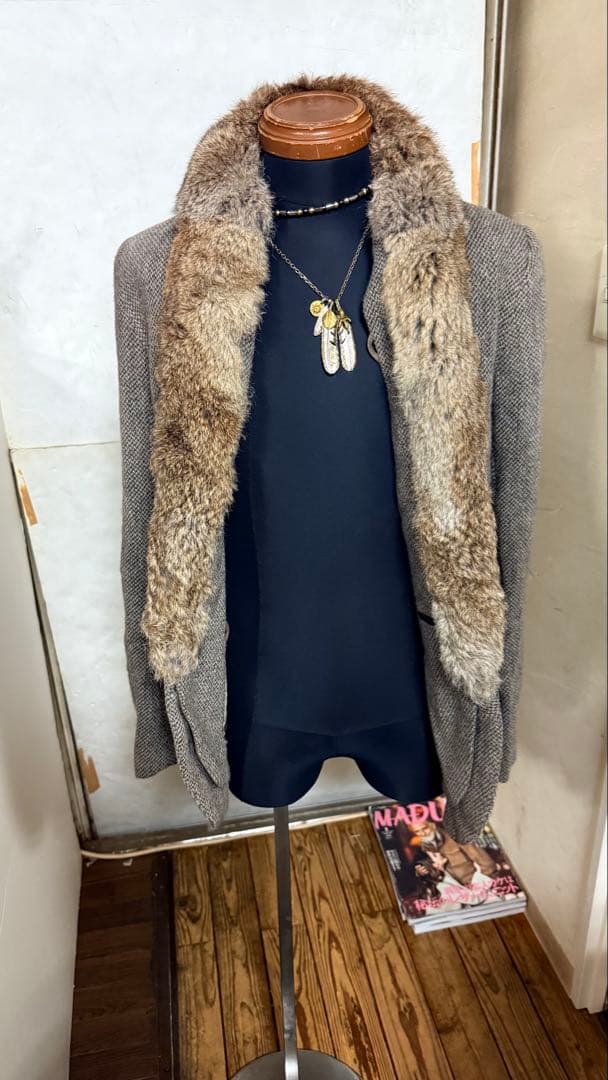 ビリジアン　ファー取り外し可能　トラッドなジャケット　サイズ48