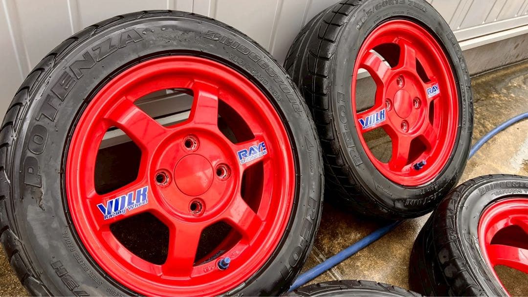 【掲載17日迄】　RAYS TE37 13インチ 赤　ビート　2本 PCD100