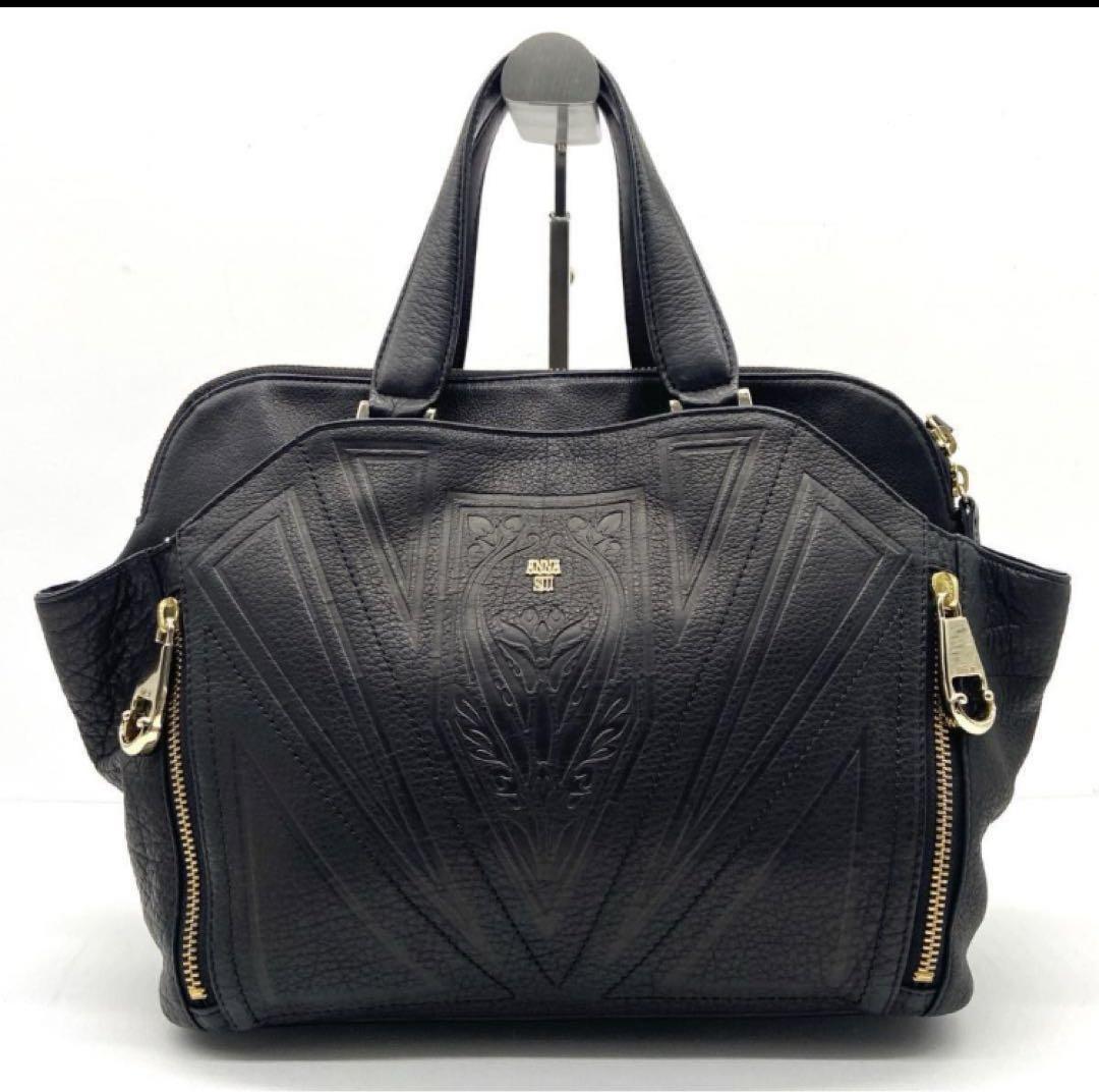 【ブティック限定】ANNA SUI ブラックレザー ハンドバッグ