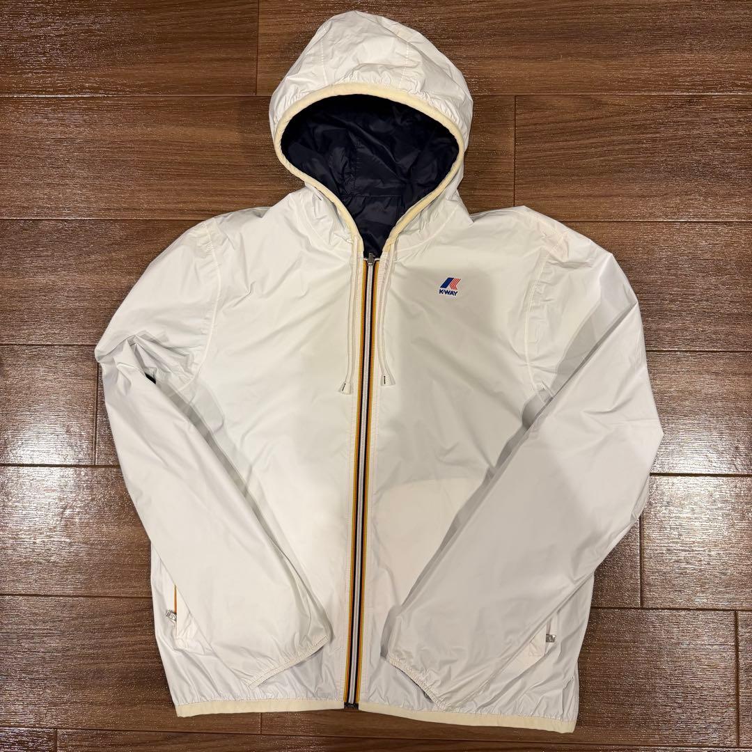 K-WAY リバーシブル　ホワイト　ネイビー　ナイロンジャケット　上杉柊平着用