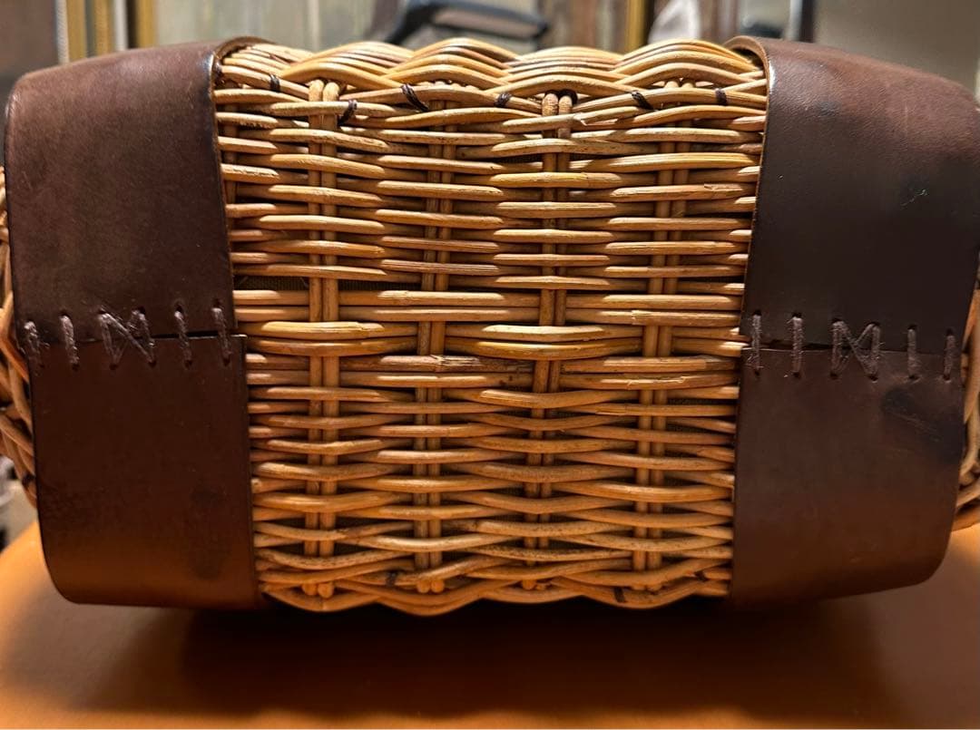 ebagos オイルショルダー紅籐 ブラウン大　カゴバッグ エバゴス　革たっぷり