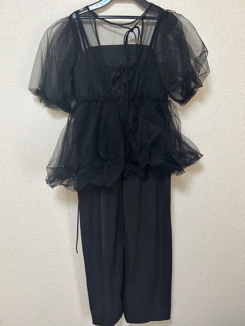 値下げ新品　今季　新作　ドリードール　バルーンチュールレイヤードドレス　ブラック