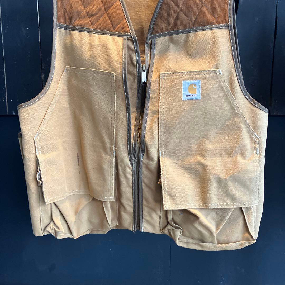 Carhartt ベージュ ダック地 キルティング ベスト