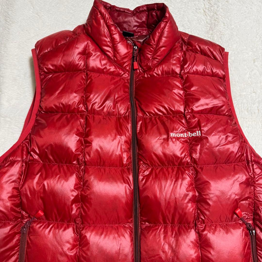 極美品モンベル800FPスペリオダウンベスト Men'sXLレッド