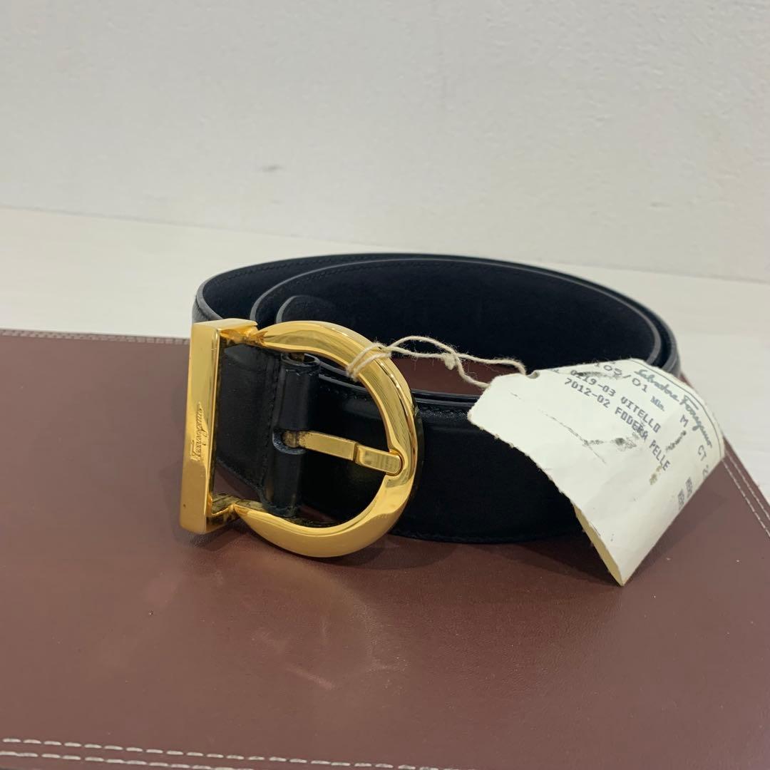 静*子様 Salvatore Ferragamo フェラガモ ベルト 黒 ゴール