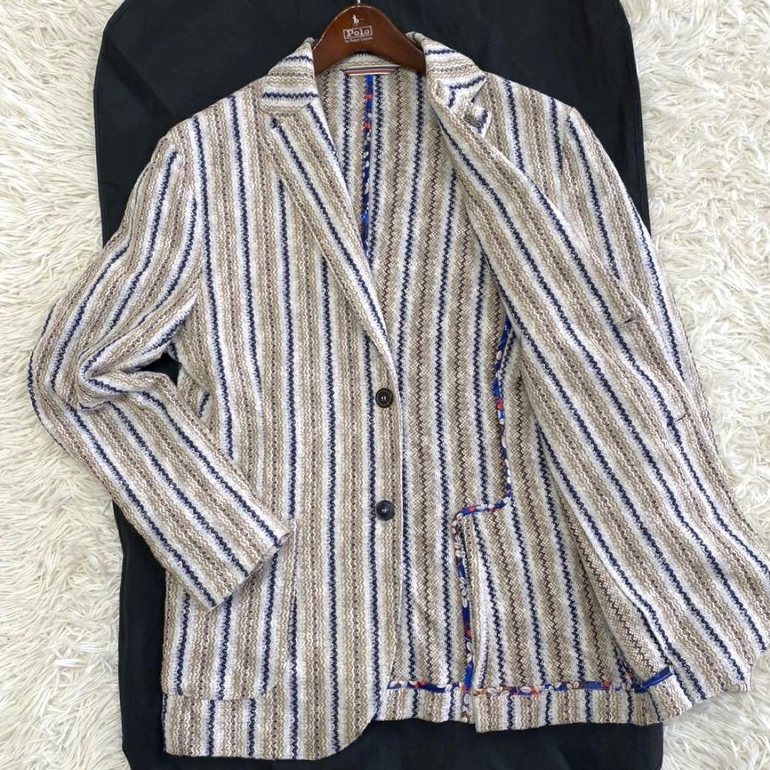 【未使用級✨】bob ニット アンコン 太ストライプ テーラードジャケット 48