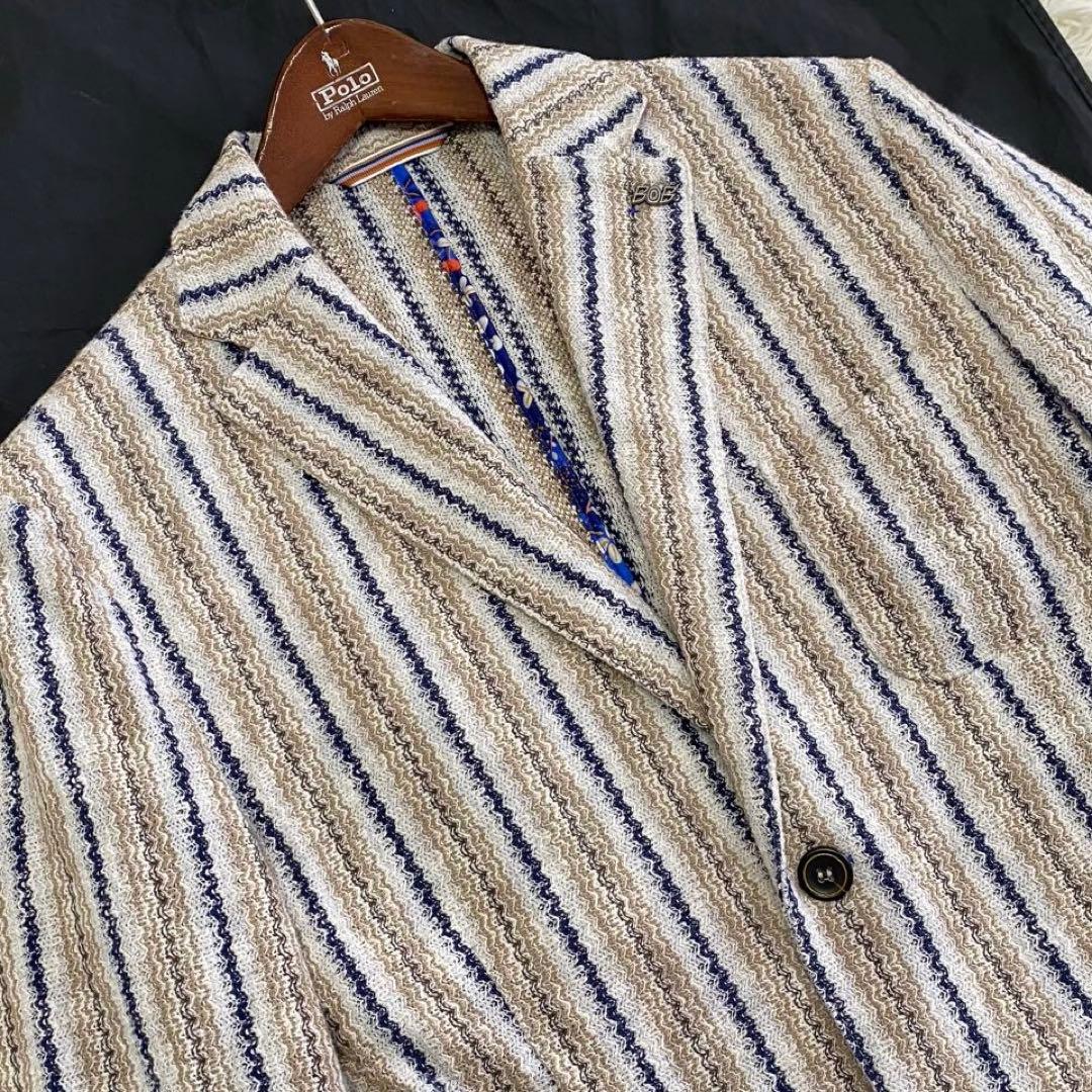 【未使用級✨】bob ニット アンコン 太ストライプ テーラードジャケット 48