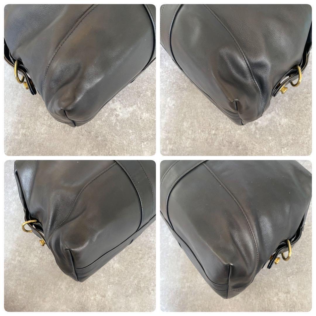 オールドコーチ　ボストンバッグ　オールレザー　2way ショルダー　鍵　ブラック