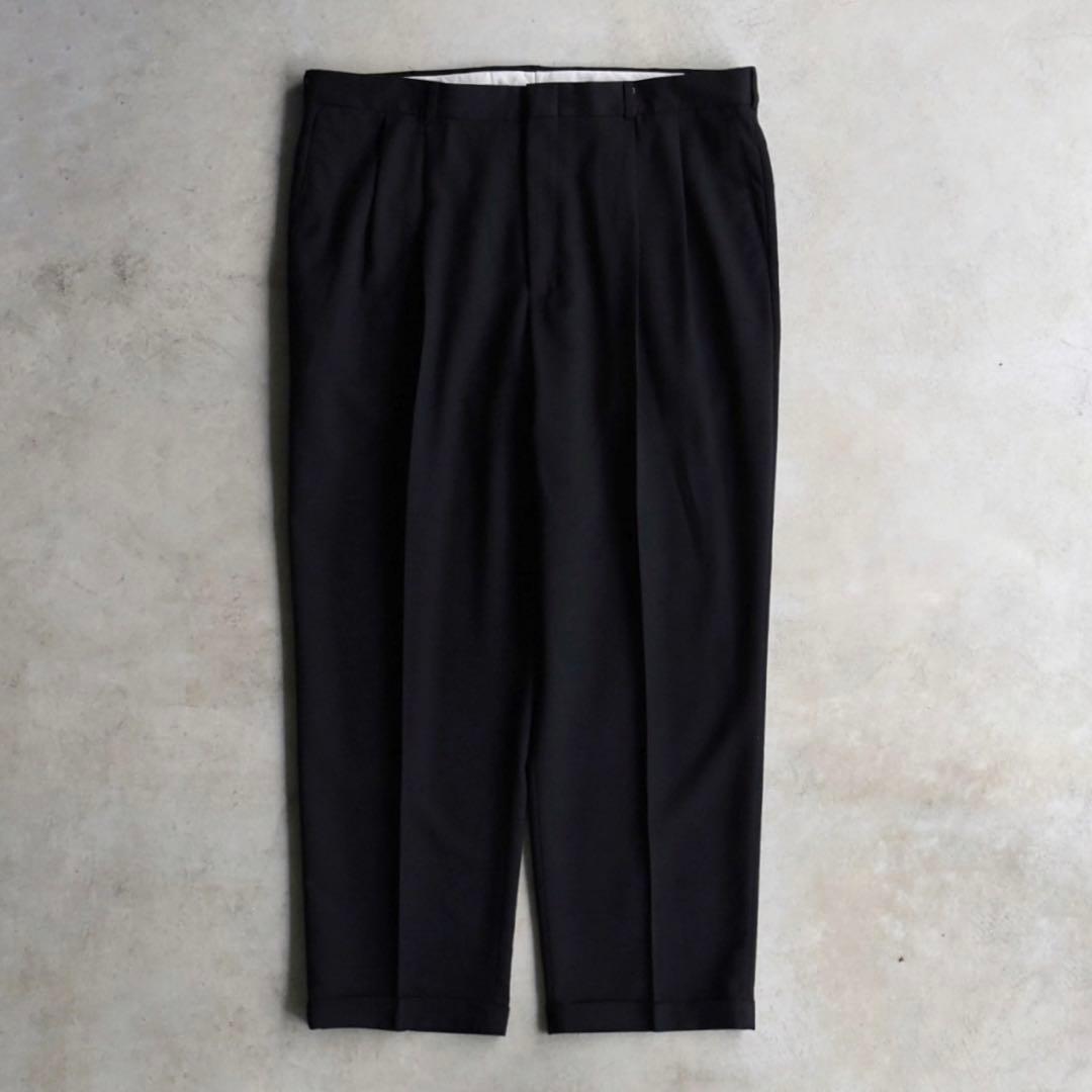 00s SLATES スレイツ ツータックスラックス 黒ブラック W40 L30